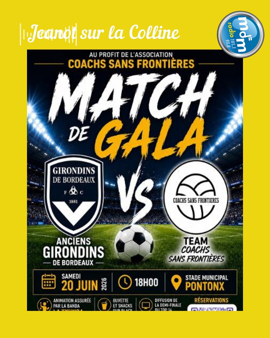 Jeanot sur la Colline 2026-06-16 - Un match de gala solidaire au profit de Coachs Sans Frontières à Pontonx