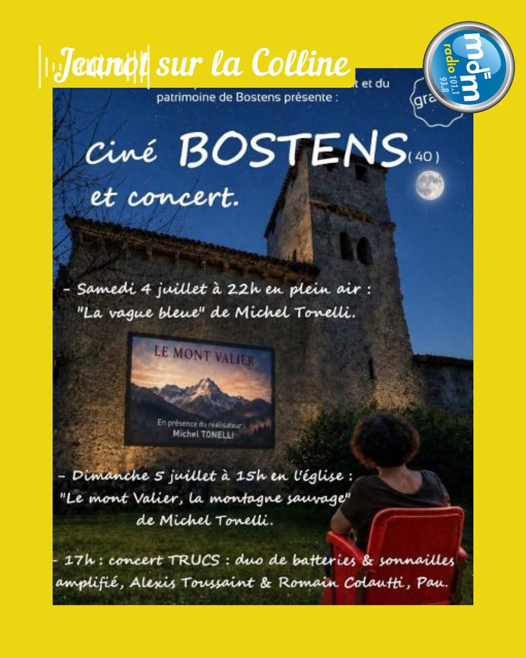 Jeanot sur la Colline 2026-07-02 - Ciné et concert à Bostens